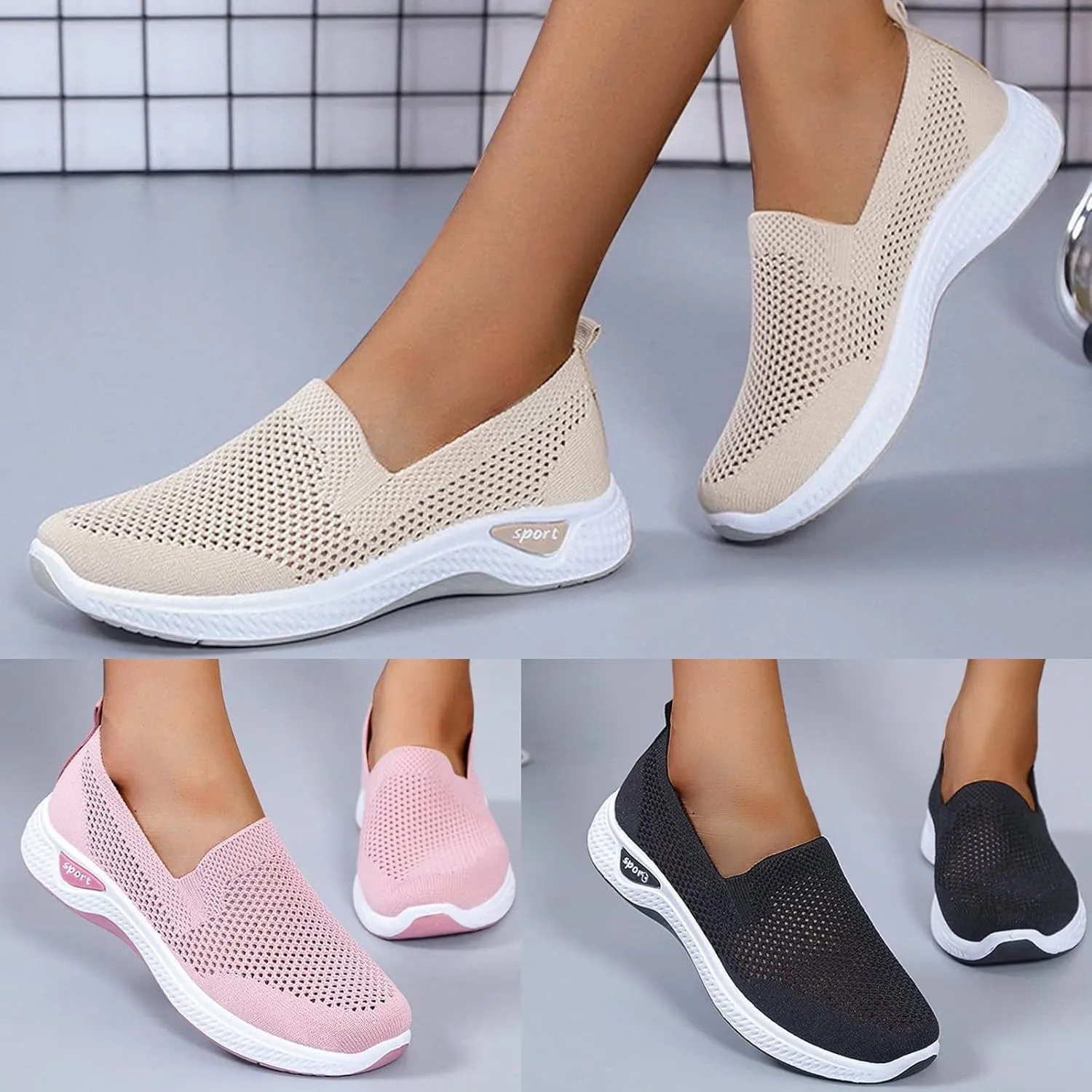 Walking Shoes Women Arch Support Slip On Sneakers Comfortable Non Slip Orthopedic Shoes Workout Running Tennis Shoes