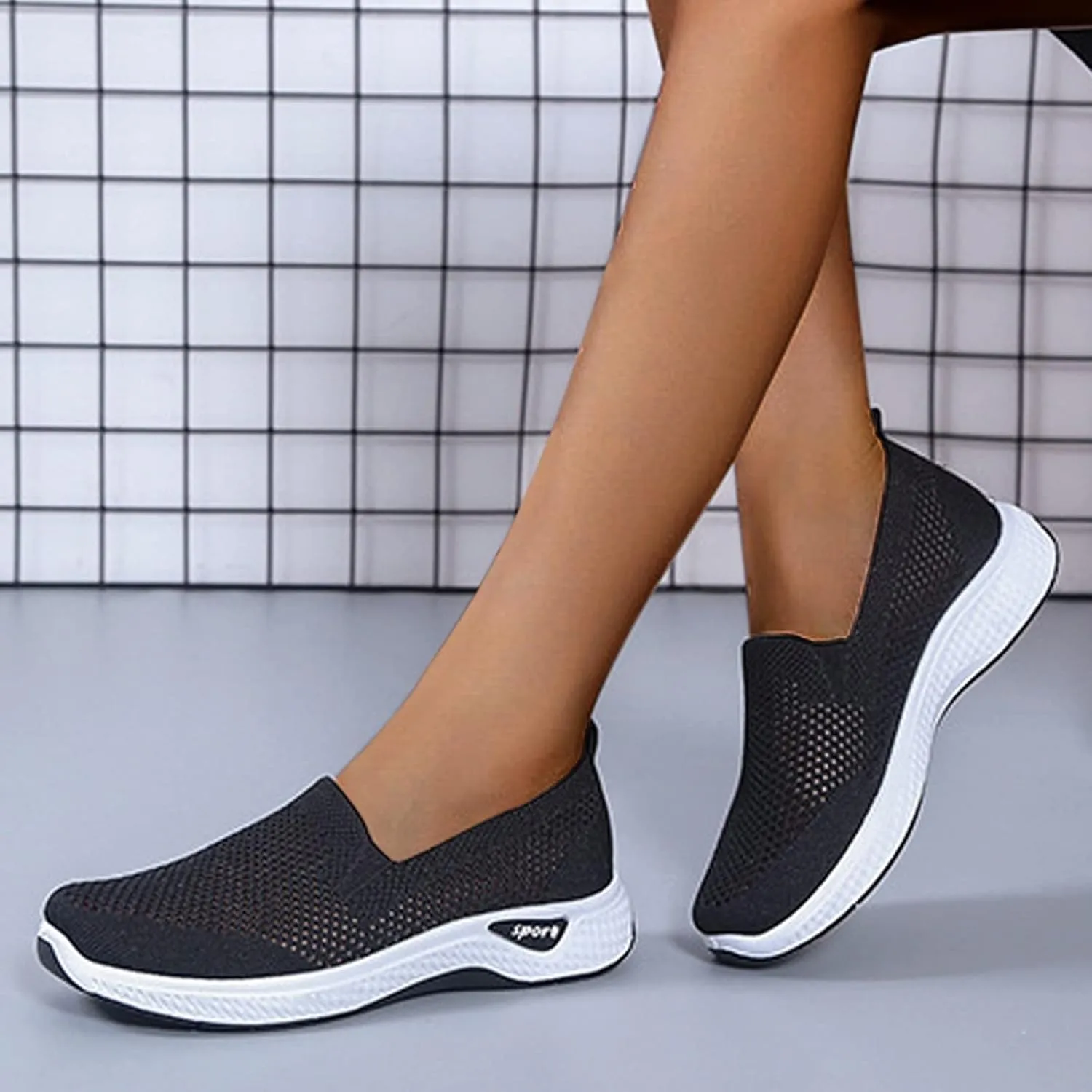 Walking Shoes Women Arch Support Slip On Sneakers Comfortable Non Slip Orthopedic Shoes Workout Running Tennis Shoes