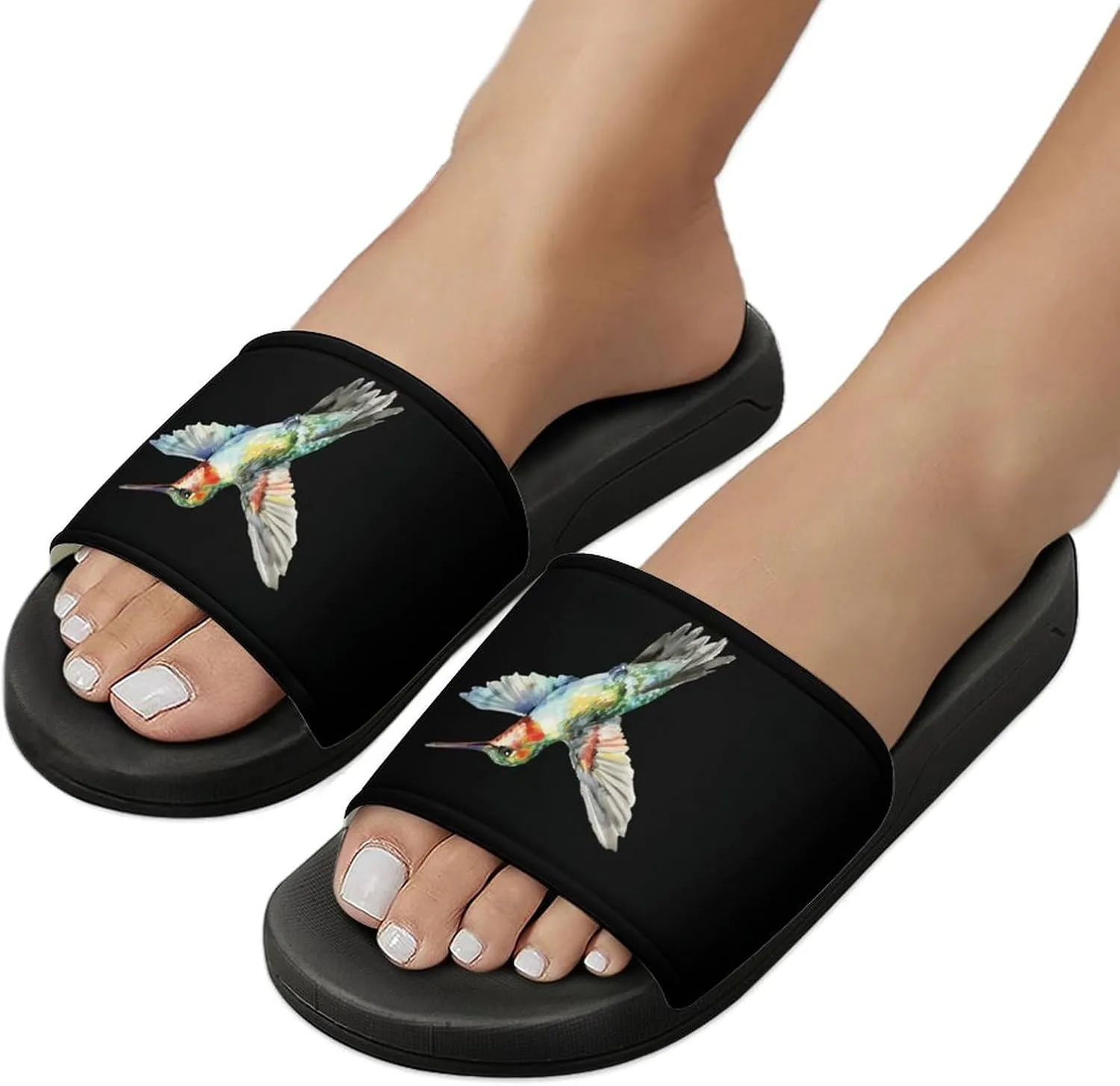 Watercolor Hummingbird Funny Slippers Shower Home House Shoes Non Slip Soft Sole Shoe For Men Women Bathroom