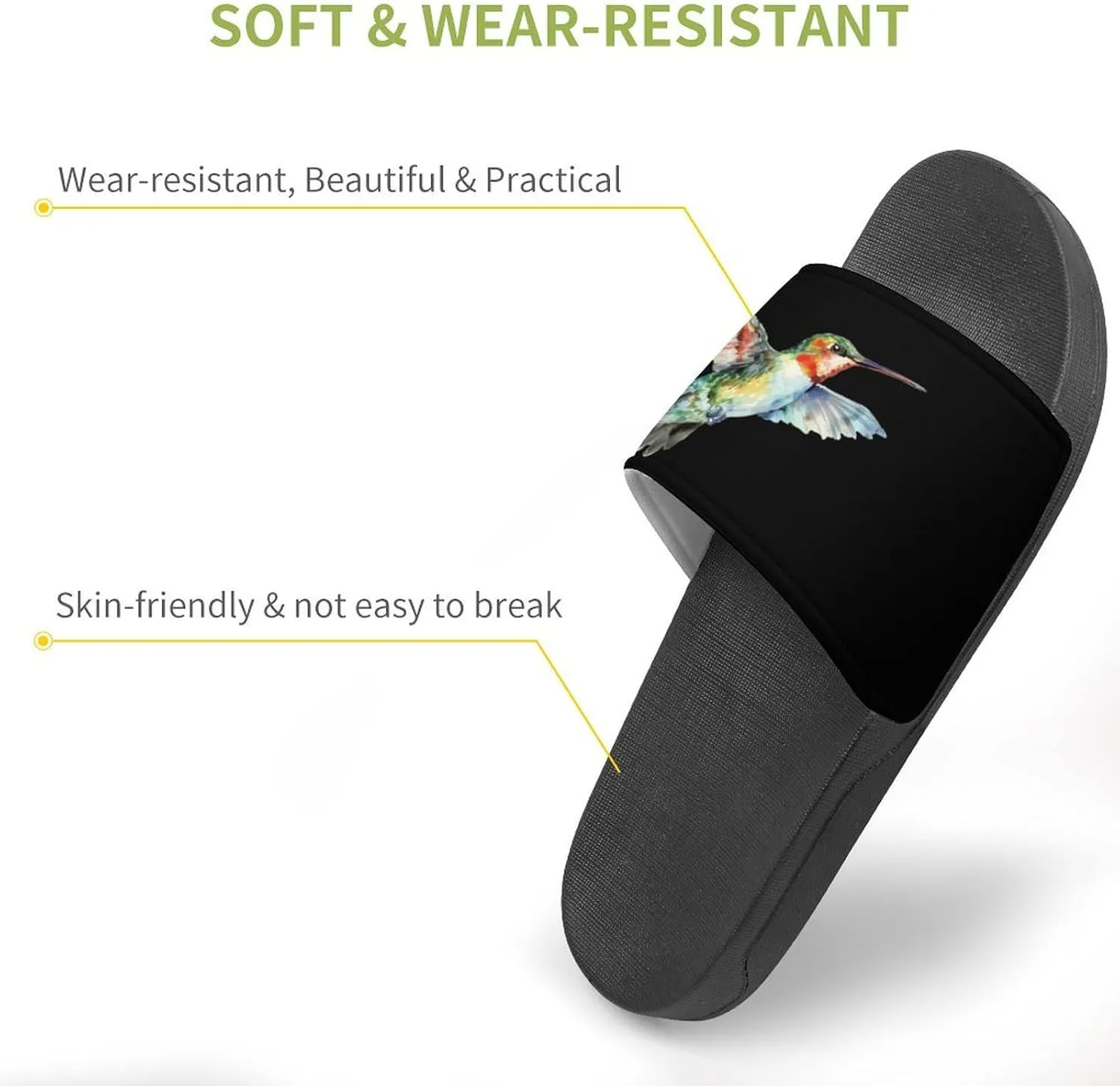 Watercolor Hummingbird Funny Slippers Shower Home House Shoes Non Slip Soft Sole Shoe For Men Women Bathroom