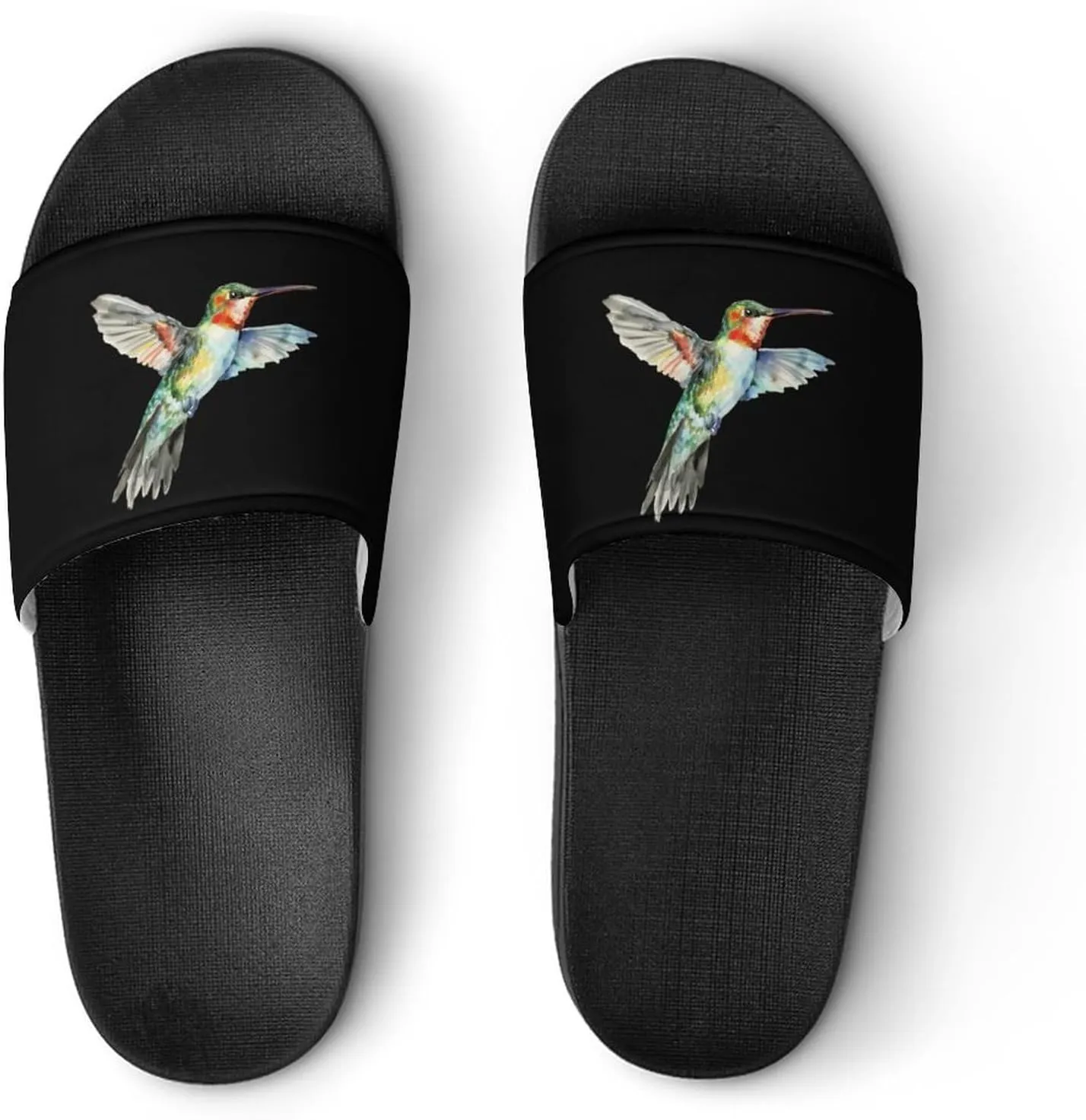 Watercolor Hummingbird Funny Slippers Shower Home House Shoes Non Slip Soft Sole Shoe For Men Women Bathroom