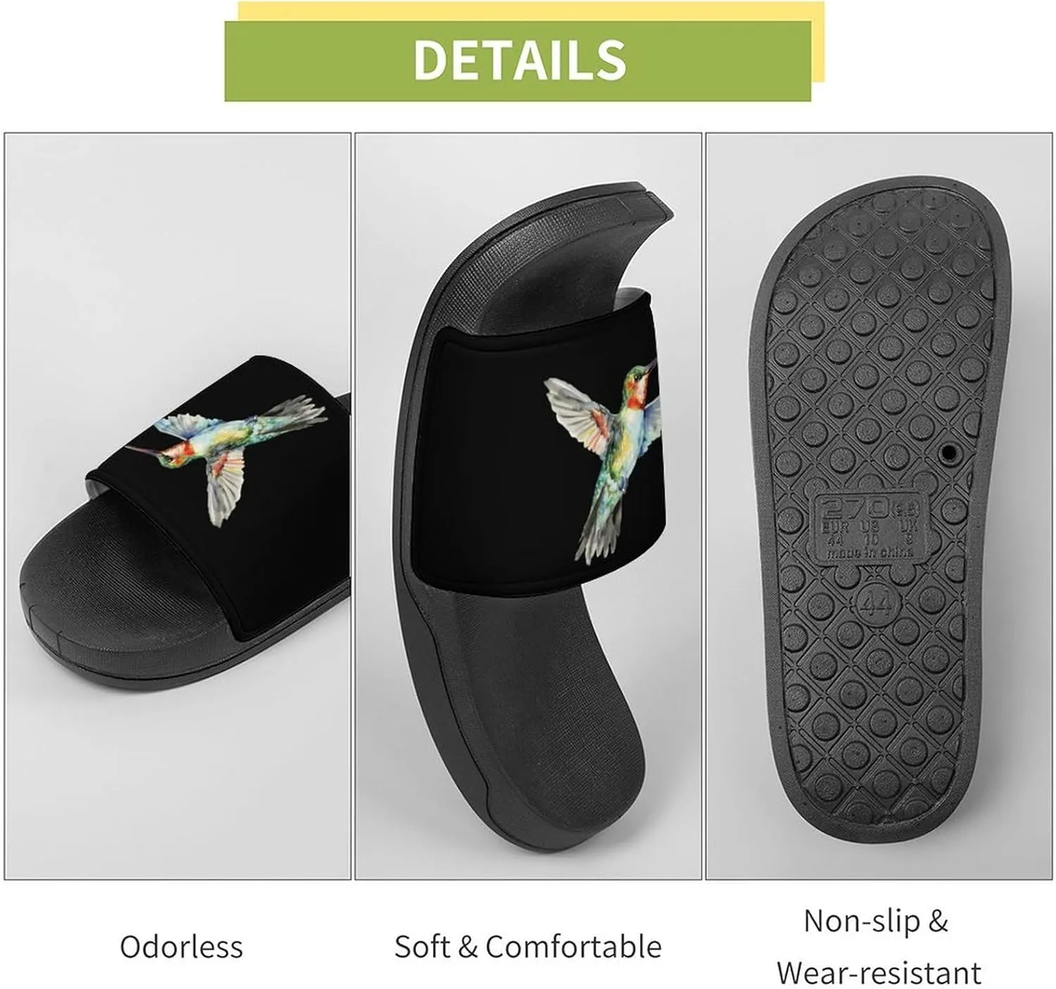 Watercolor Hummingbird Funny Slippers Shower Home House Shoes Non Slip Soft Sole Shoe For Men Women Bathroom