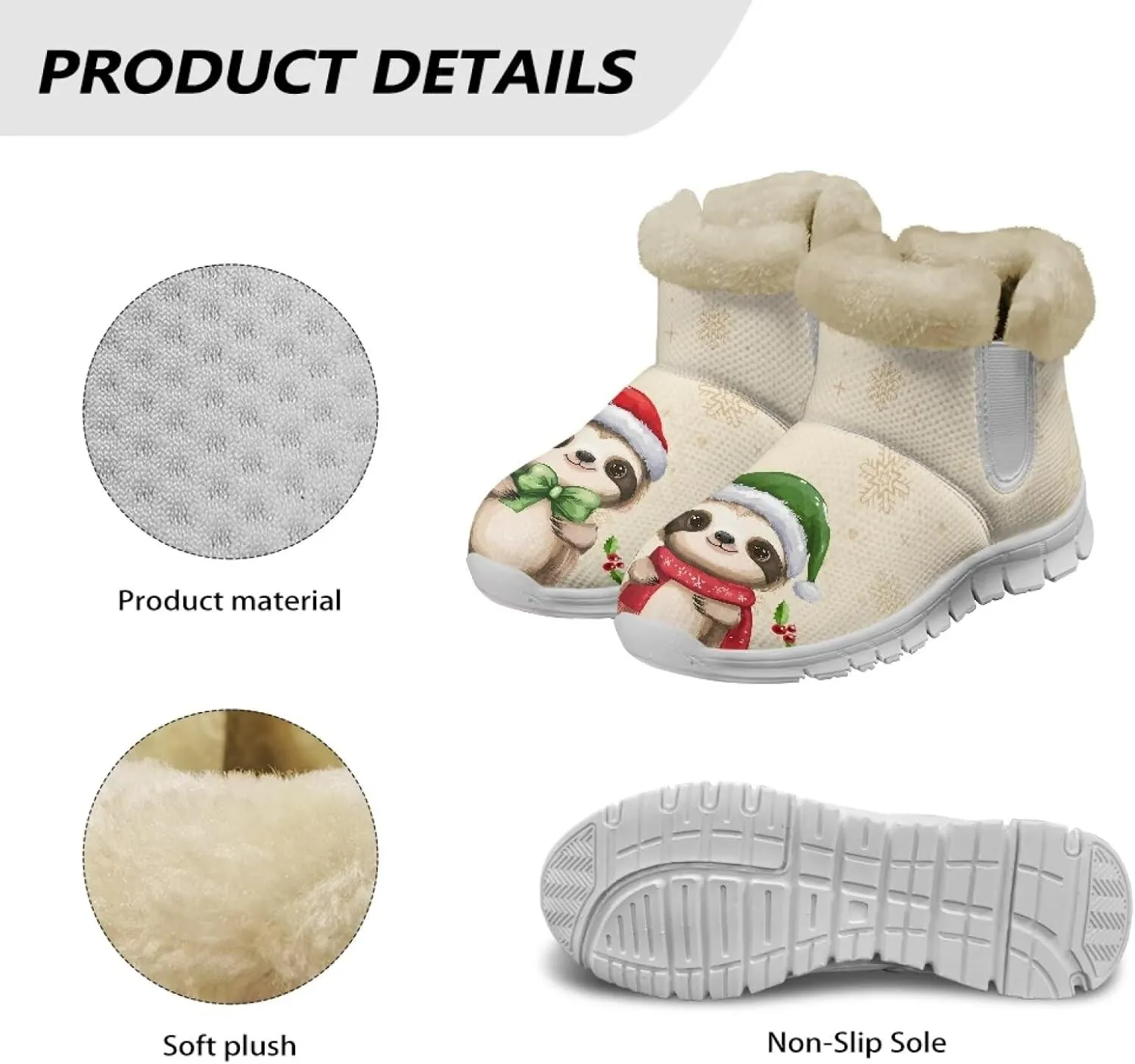 Winter Boots for Women White Sole Snow Boots Anti-Slip Outsole Ankle Boots Warm Fur Lining Mid Boot Walking Booties