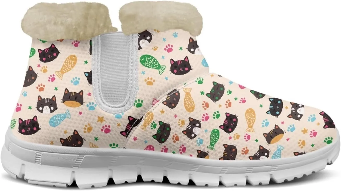 Winter Boots for Women White Sole Snow Boots Anti-Slip Outsole Ankle Boots Warm Fur Lining Mid Boot Walking Booties