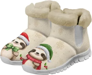 Winter Boots for Women White Sole Snow Boots Anti-Slip Outsole Ankle Boots Warm Fur Lining Mid Boot Walking Booties