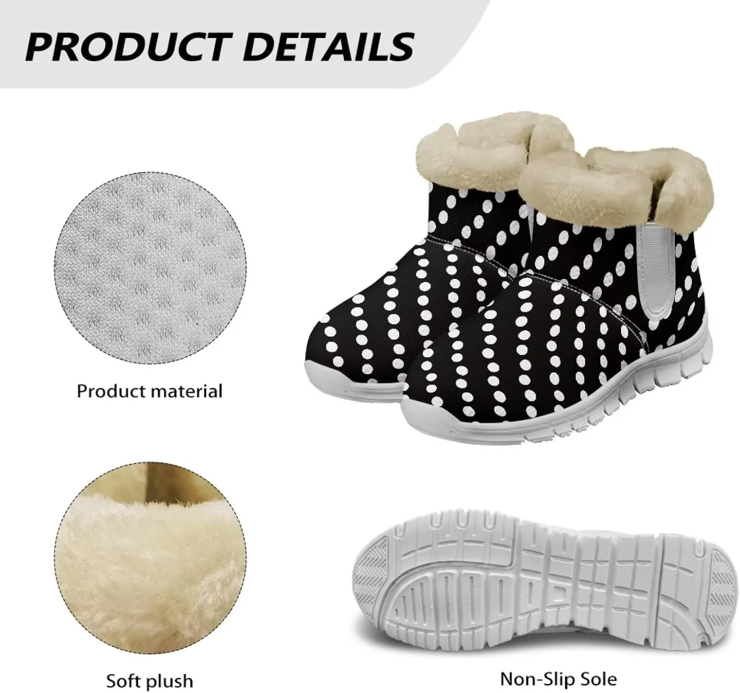 Winter Boots for Women White Sole Snow Boots Anti-Slip Outsole Ankle Boots Warm Fur Lining Mid Boot Walking Booties