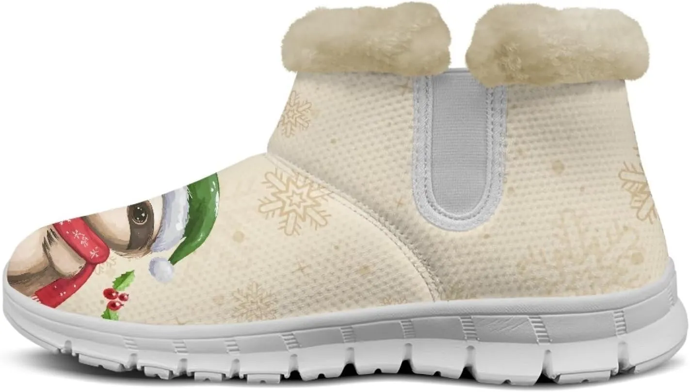 Winter Boots for Women White Sole Snow Boots Anti-Slip Outsole Ankle Boots Warm Fur Lining Mid Boot Walking Booties