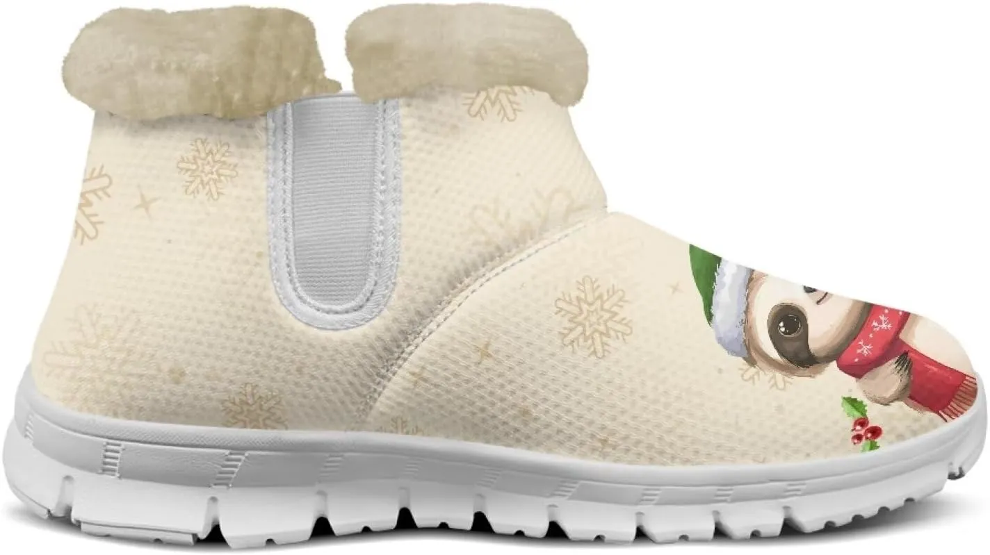 Winter Boots for Women White Sole Snow Boots Anti-Slip Outsole Ankle Boots Warm Fur Lining Mid Boot Walking Booties