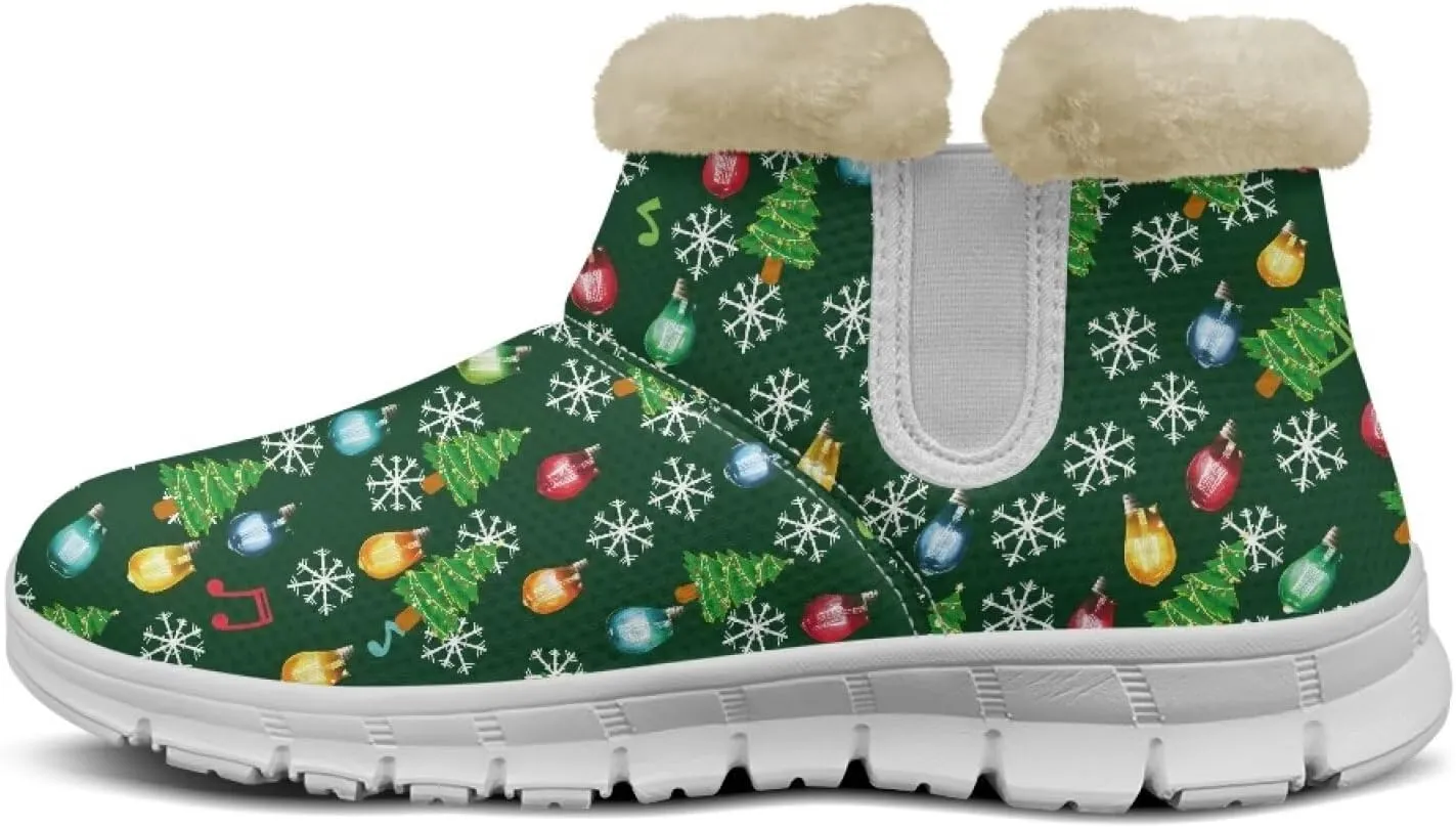 Winter Boots for Women White Sole Snow Boots Anti-Slip Outsole Ankle Boots Warm Fur Lining Mid Boot Walking Booties