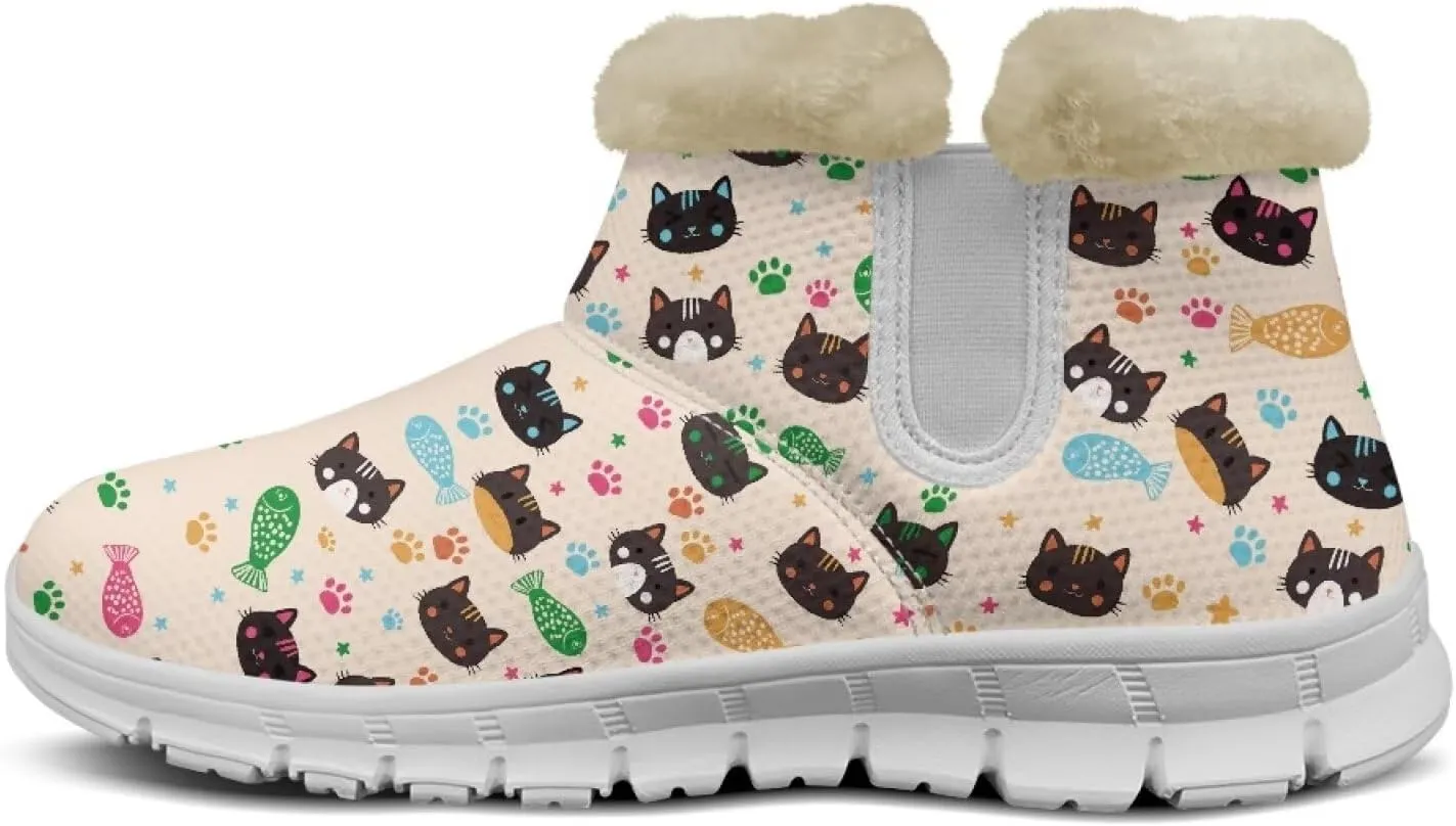 Winter Boots for Women White Sole Snow Boots Anti-Slip Outsole Ankle Boots Warm Fur Lining Mid Boot Walking Booties