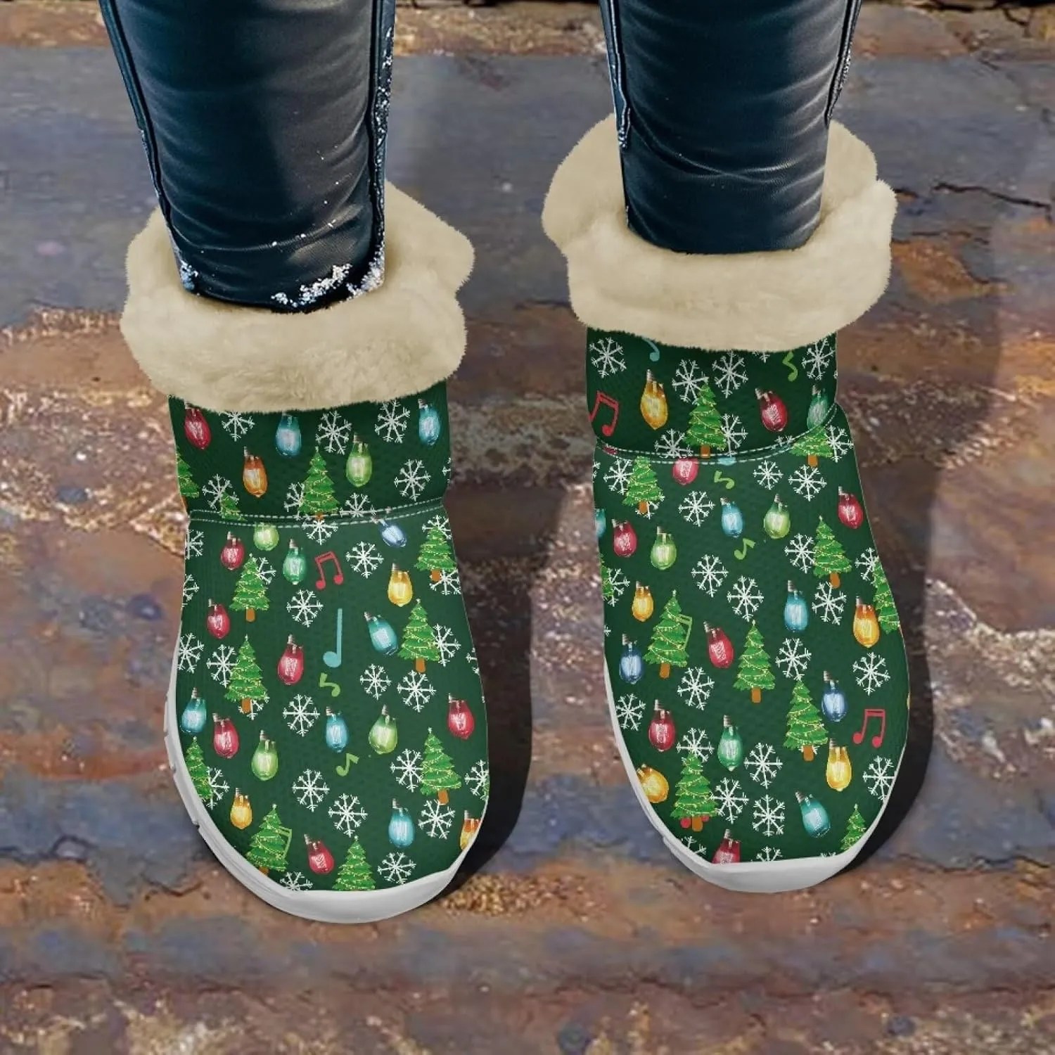 Winter Boots for Women White Sole Snow Boots Anti-Slip Outsole Ankle Boots Warm Fur Lining Mid Boot Walking Booties