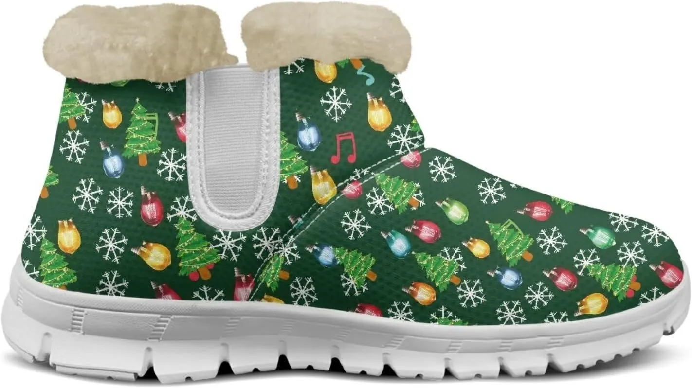 Winter Boots for Women White Sole Snow Boots Anti-Slip Outsole Ankle Boots Warm Fur Lining Mid Boot Walking Booties