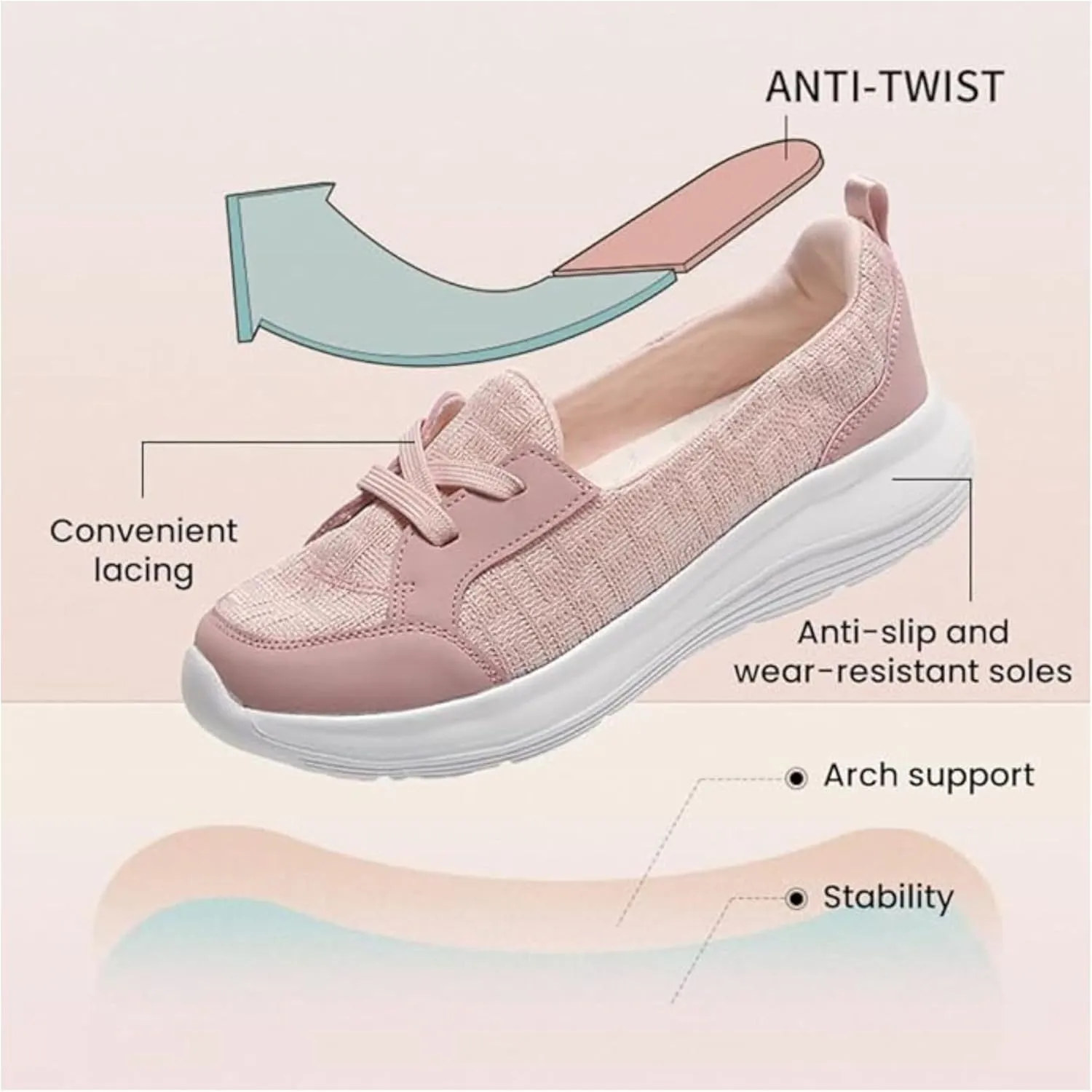 Women Comfy Orthopedic Walking Shoes,2024 Upgraded Orthopedic Women's Comfortable Slip On Arch Support Non-Slip Shoes