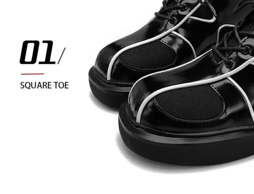 Women Japanese Retro Patent Leather Chunky Shoes