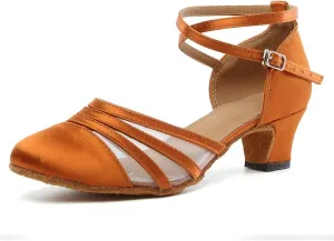 Women Latin Dance Shoes Closed Toe Ballroom Modern Salsa Waltz Tango Dance Performance Shoes Suede Sole