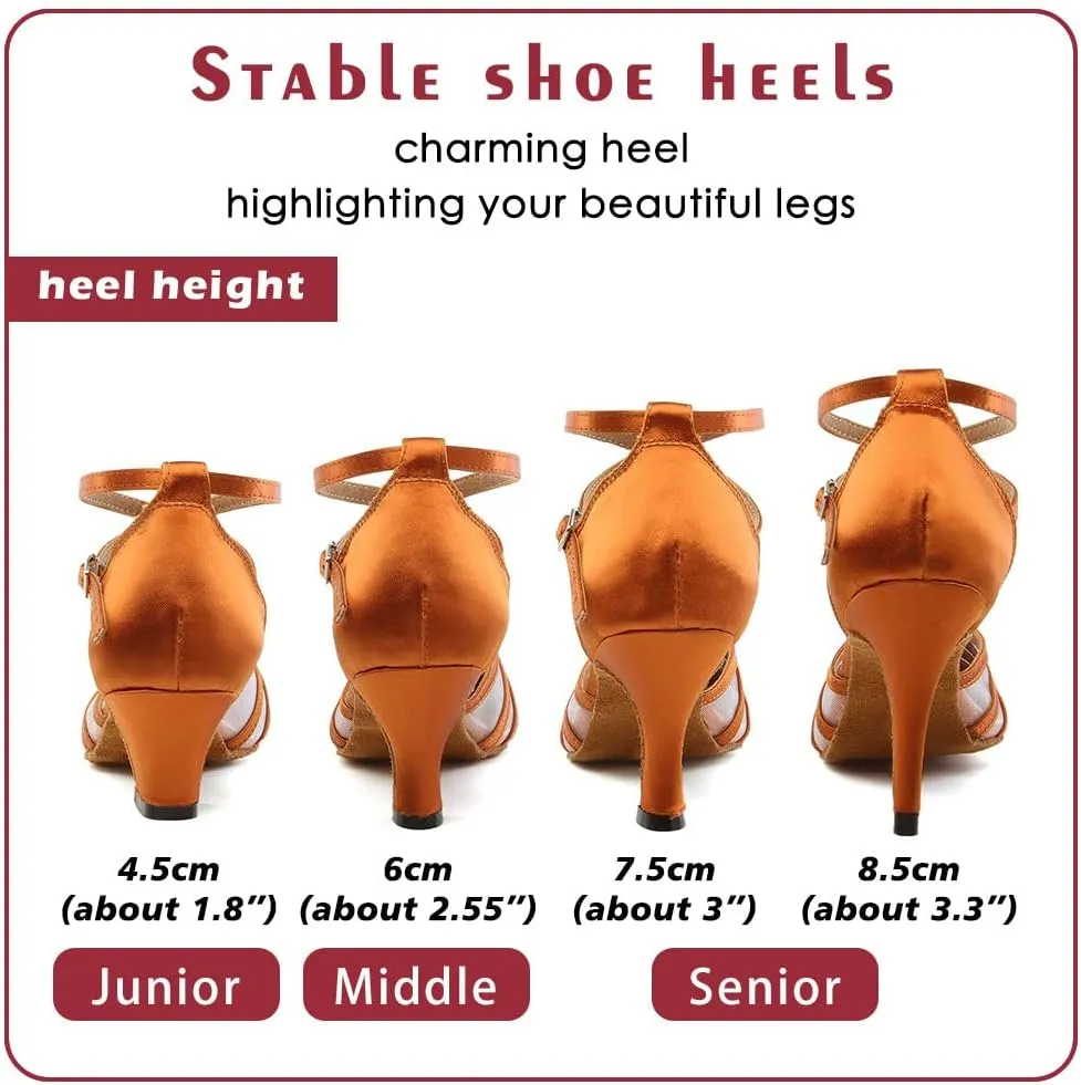 Women Latin Dance Shoes Closed Toe Ballroom Modern Salsa Waltz Tango Dance Performance Shoes Suede Sole