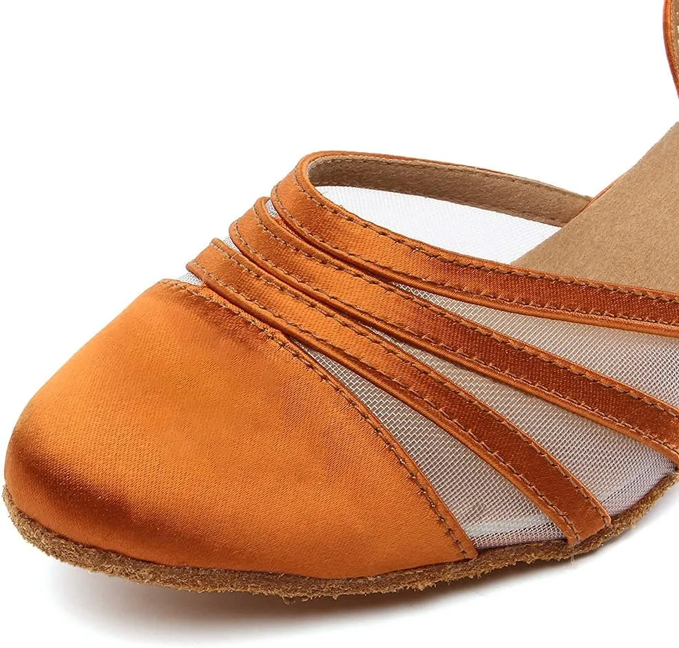 Women Latin Dance Shoes Closed Toe Ballroom Modern Salsa Waltz Tango Dance Performance Shoes Suede Sole