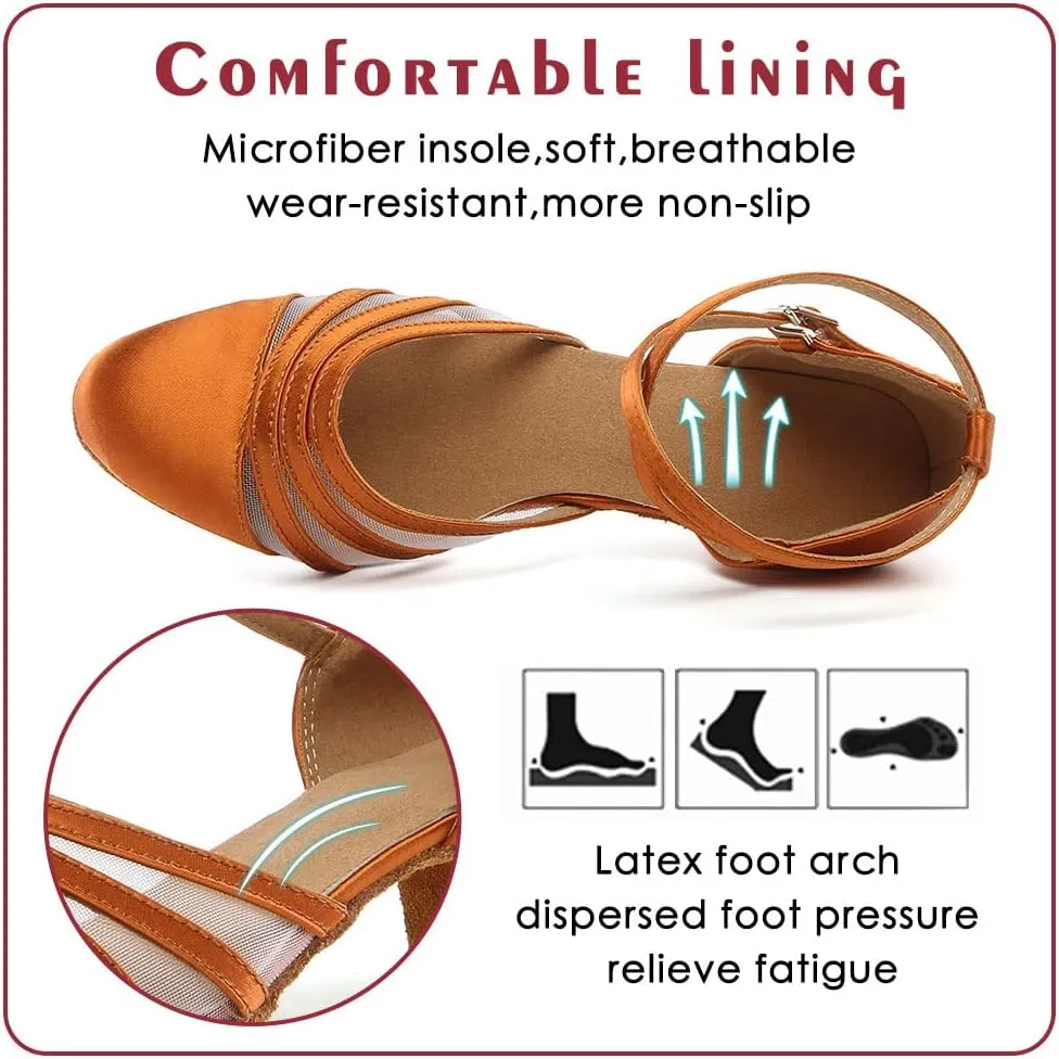 Women Latin Dance Shoes Closed Toe Ballroom Modern Salsa Waltz Tango Dance Performance Shoes Suede Sole