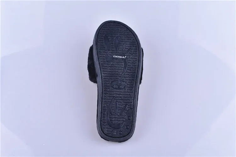 Women Plush Home Faux Fur Slippers
