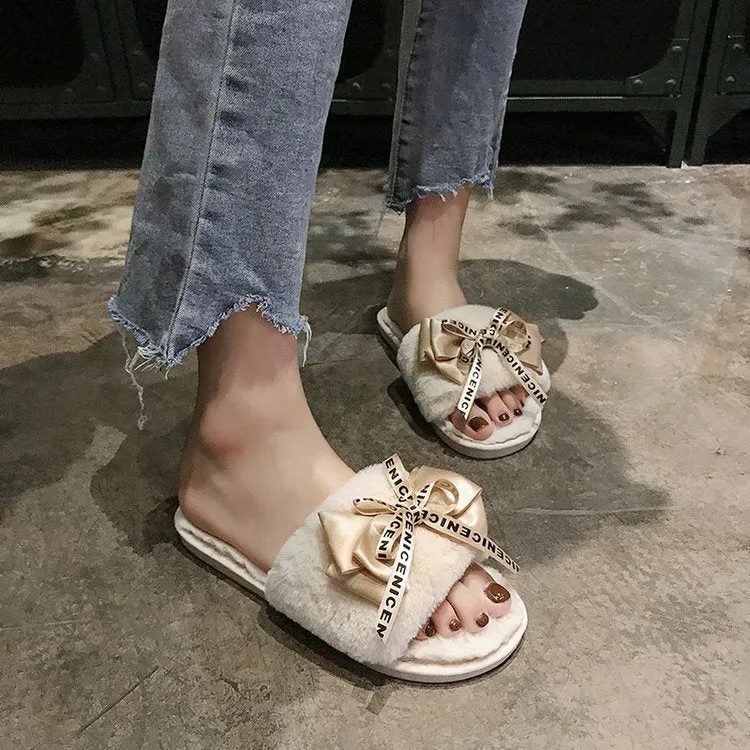 Women Plush Home Faux Fur Slippers