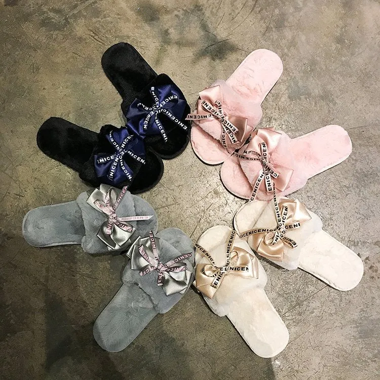 Women Plush Home Faux Fur Slippers