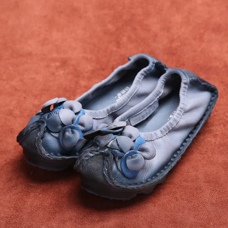 Women Retro Soft Leather Antislip Flats
