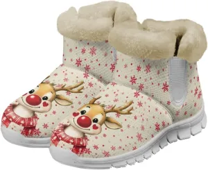 Womens Ankle Boots Insulated Fur Liner Snow Boot Lightweight Walking Winter Shoes Low Boots High-top Fleece Booties