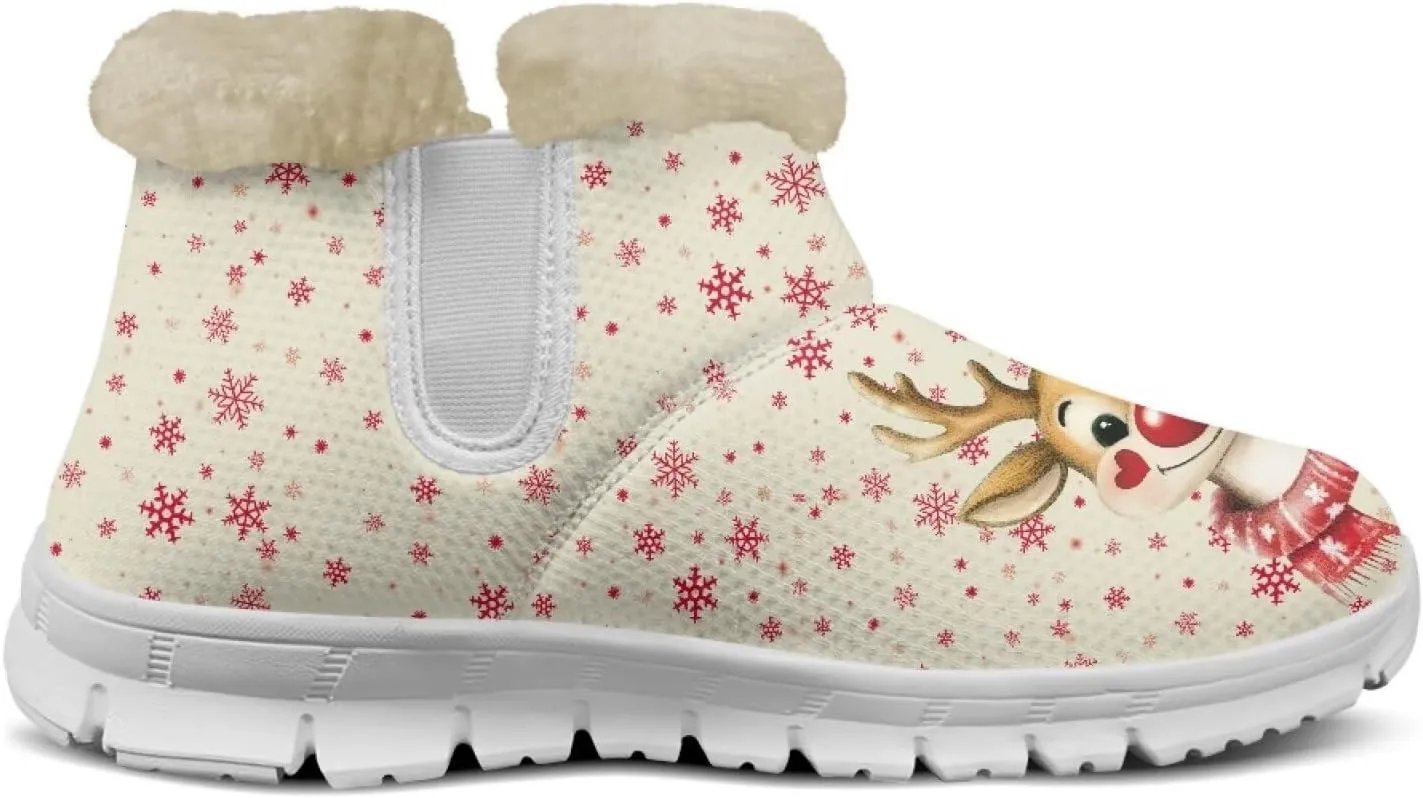 Womens Ankle Boots Insulated Fur Liner Snow Boot Lightweight Walking Winter Shoes Low Boots High-top Fleece Booties