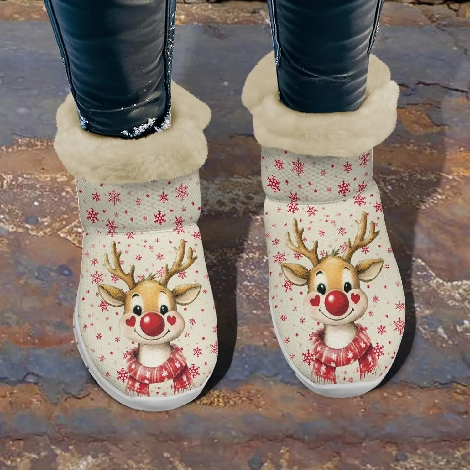 Womens Ankle Boots Insulated Fur Liner Snow Boot Lightweight Walking Winter Shoes Low Boots High-top Fleece Booties