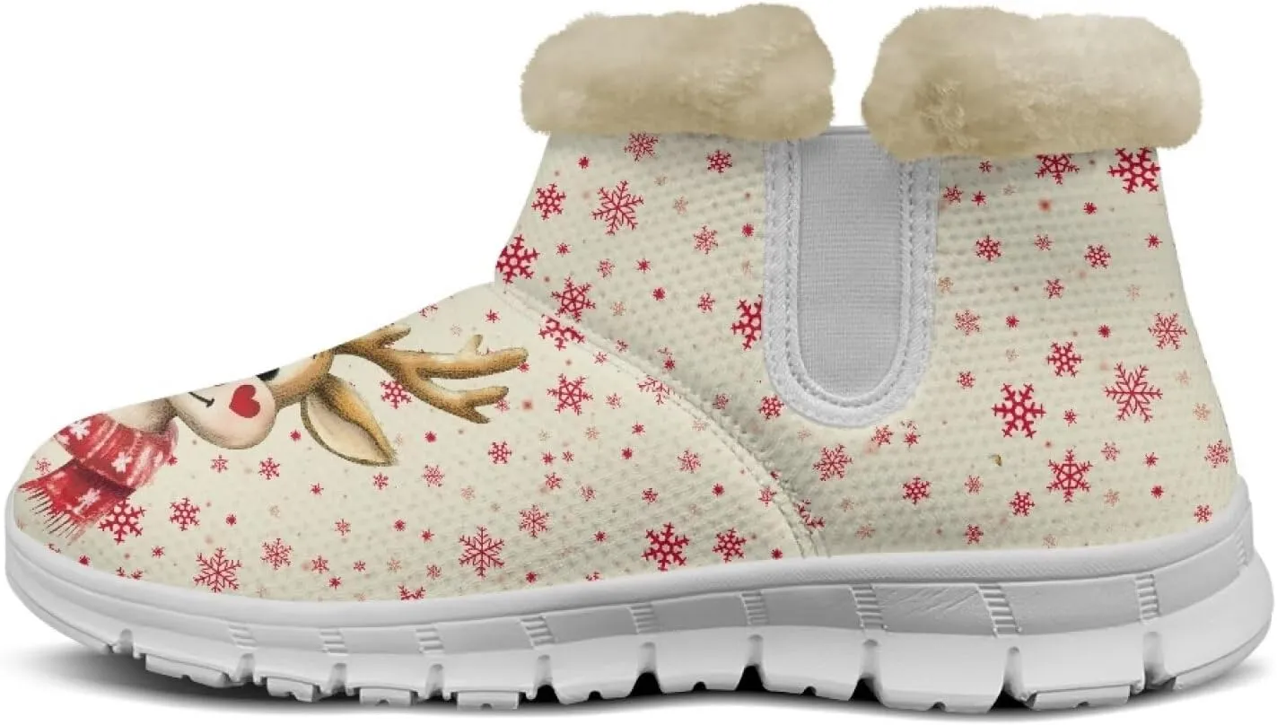 Womens Ankle Boots Insulated Fur Liner Snow Boot Lightweight Walking Winter Shoes Low Boots High-top Fleece Booties