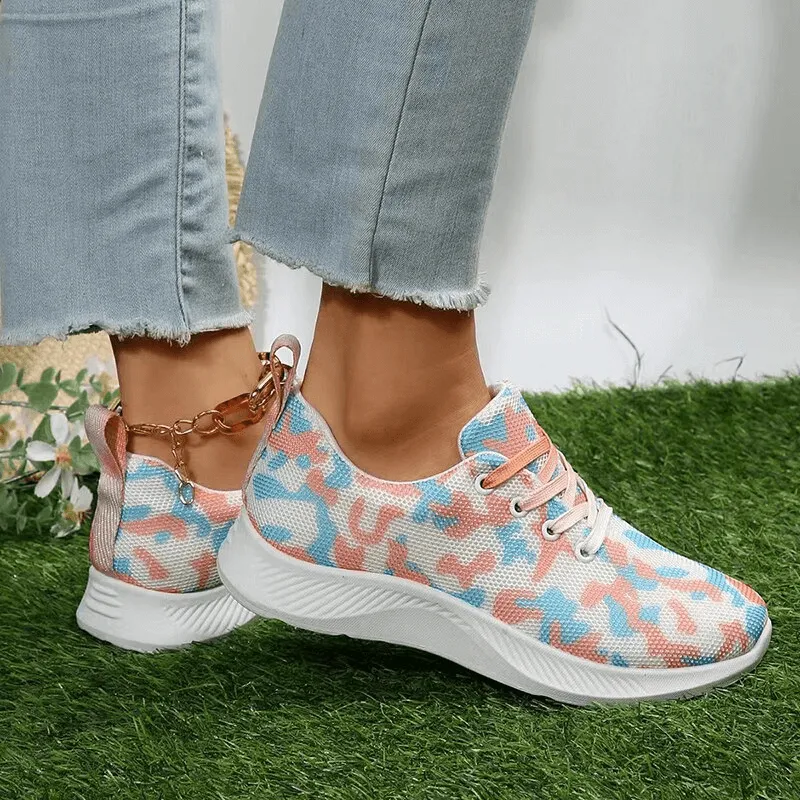 Women's Breathable Mesh Non-Slip Sports Shoes with Lace-Up - SF1406
