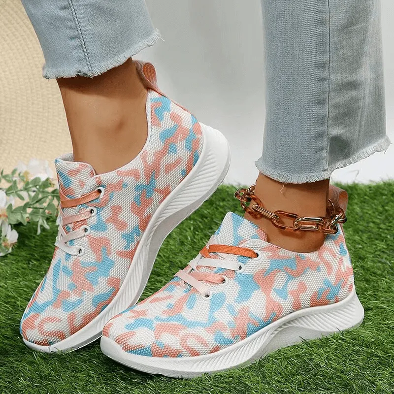 Women's Breathable Mesh Non-Slip Sports Shoes with Lace-Up - SF1406