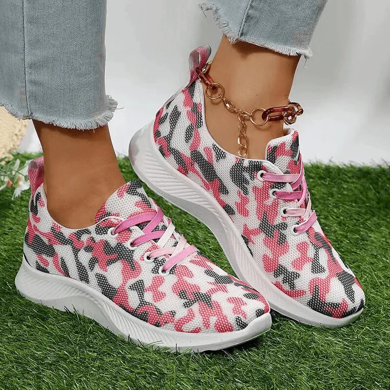 Women's Breathable Mesh Non-Slip Sports Shoes with Lace-Up - SF1406