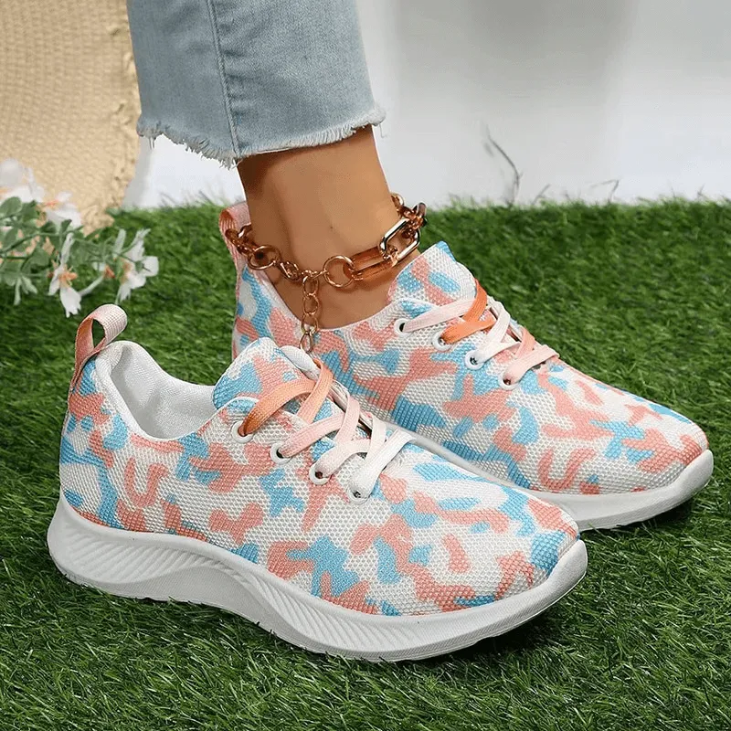 Women's Breathable Mesh Non-Slip Sports Shoes with Lace-Up - SF1406