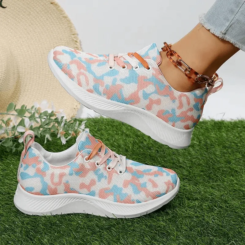 Women's Breathable Mesh Non-Slip Sports Shoes with Lace-Up - SF1406