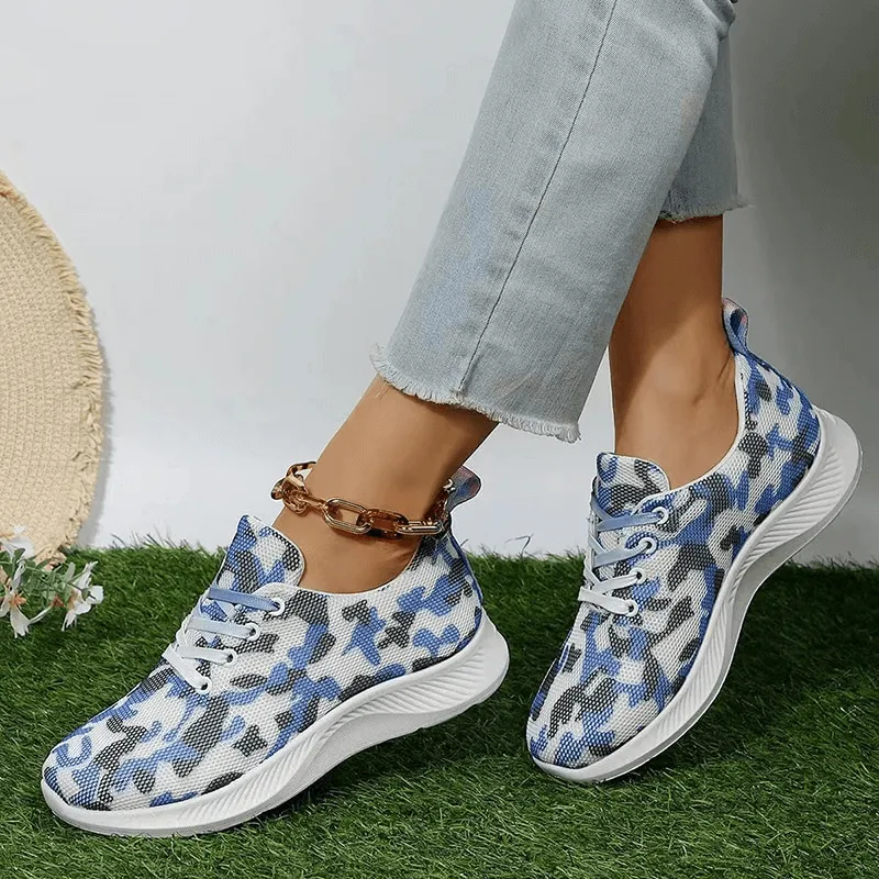 Women's Breathable Mesh Non-Slip Sports Shoes with Lace-Up - SF1406