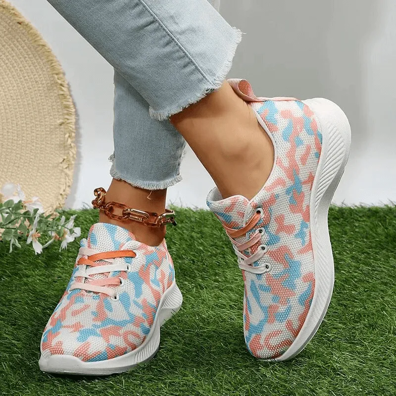 Women's Breathable Mesh Non-Slip Sports Shoes with Lace-Up - SF1406