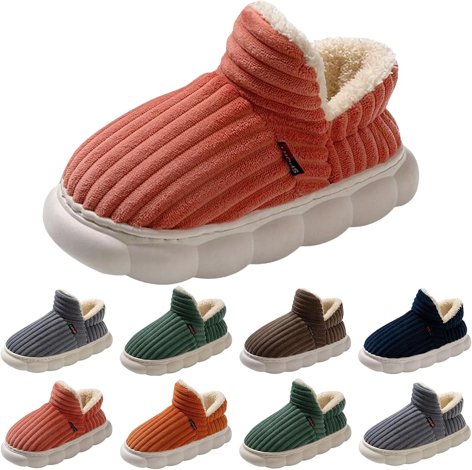 Women's Fleece Lined Slippers Couple Solid Thick Sole Slippers Plus Velvet Boot Womens Bedroom Size 8 High