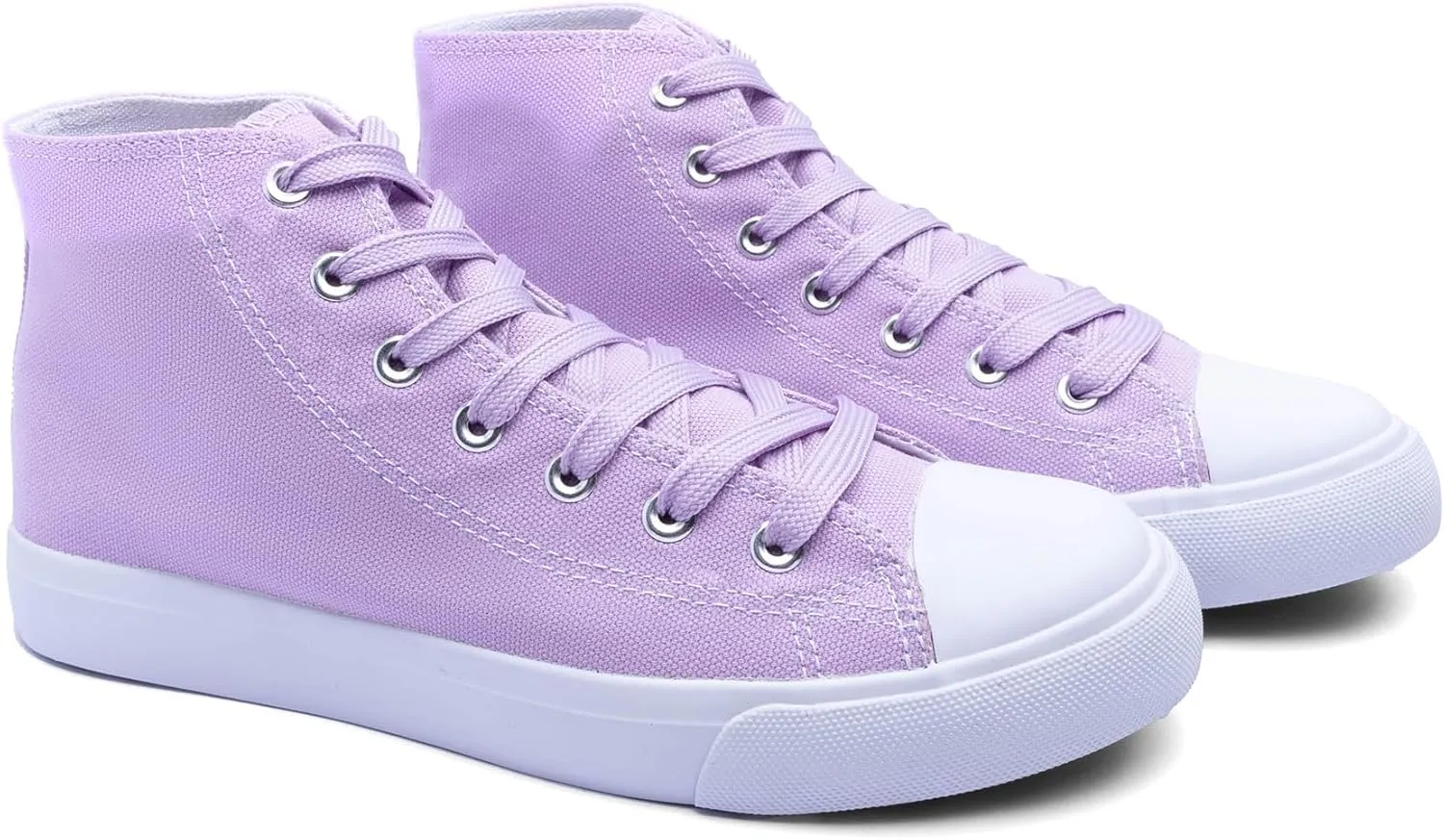 Women's High-Top Canvas Sneakers ?C Classic Lace-Up Casual Shoes with Extra Shoelaces ?C Comfortable, Stylish, and Durable