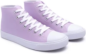 Women's High-Top Canvas Sneakers ?C Classic Lace-Up Casual Shoes with Extra Shoelaces ?C Comfortable, Stylish, and Durable