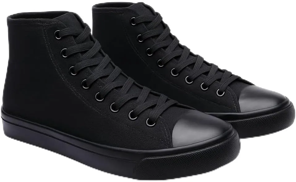 Women's High-Top Canvas Sneakers ?C Classic Lace-Up Casual Shoes with Extra Shoelaces ?C Comfortable, Stylish, and Durable