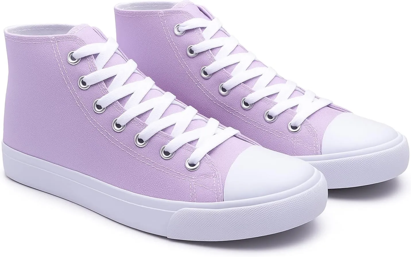 Women's High-Top Canvas Sneakers ?C Classic Lace-Up Casual Shoes with Extra Shoelaces ?C Comfortable, Stylish, and Durable