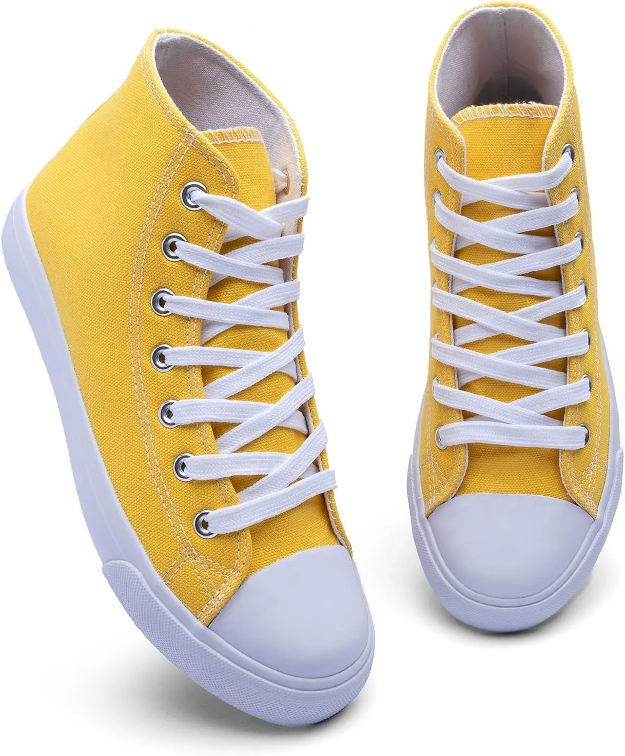 Women's High-Top Canvas Sneakers ?C Classic Lace-Up Casual Shoes with Extra Shoelaces ?C Comfortable, Stylish, and Durable