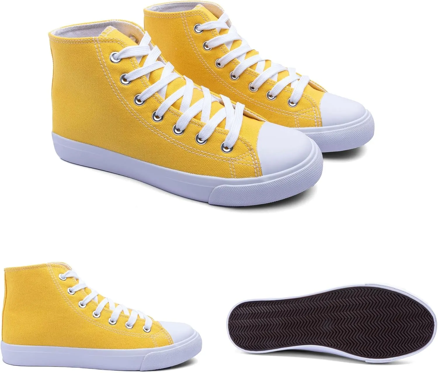 Women's High-Top Canvas Sneakers ?C Classic Lace-Up Casual Shoes with Extra Shoelaces ?C Comfortable, Stylish, and Durable