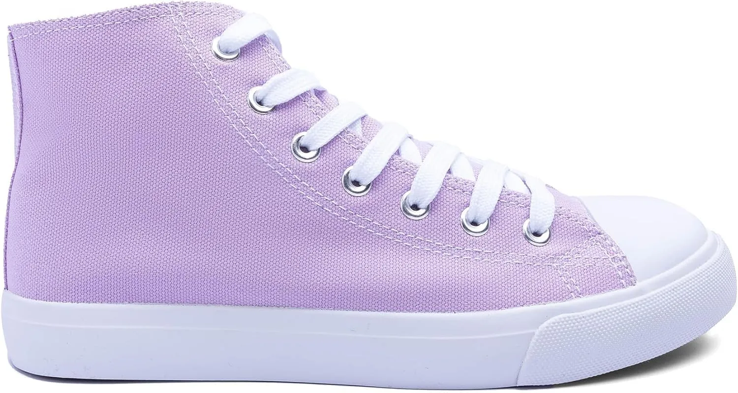 Women's High-Top Canvas Sneakers ?C Classic Lace-Up Casual Shoes with Extra Shoelaces ?C Comfortable, Stylish, and Durable