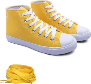 Women's High-Top Canvas Sneakers ?C Classic Lace-Up Casual Shoes with Extra Shoelaces ?C Comfortable, Stylish, and Durable