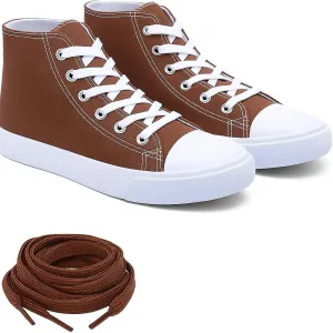 Women's High-Top Canvas Sneakers ?C Classic Lace-Up Casual Shoes with Extra Shoelaces ?C Comfortable, Stylish, and Durable