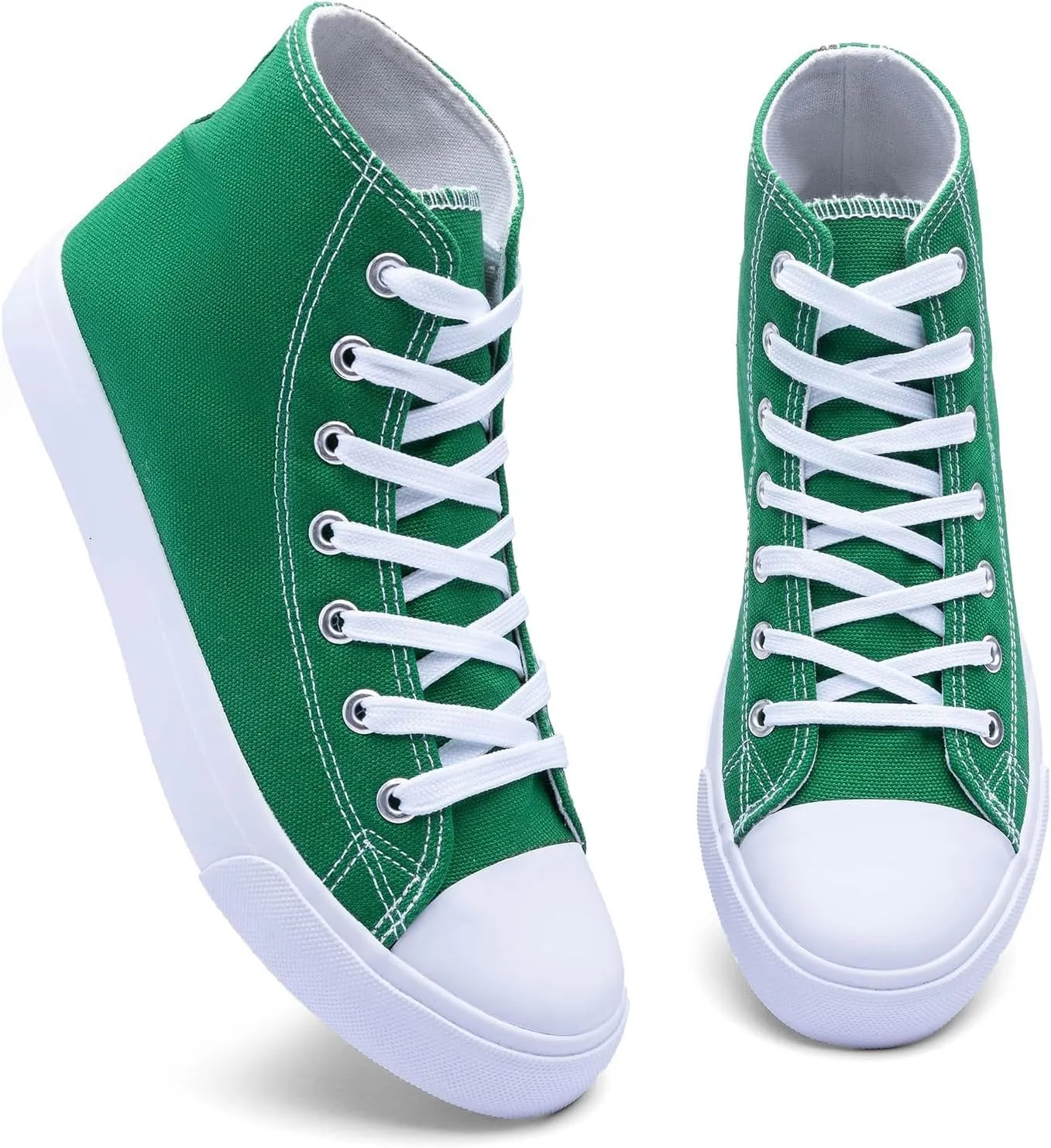 Women's High-Top Canvas Sneakers ?C Classic Lace-Up Casual Shoes with Extra Shoelaces ?C Comfortable, Stylish, and Durable