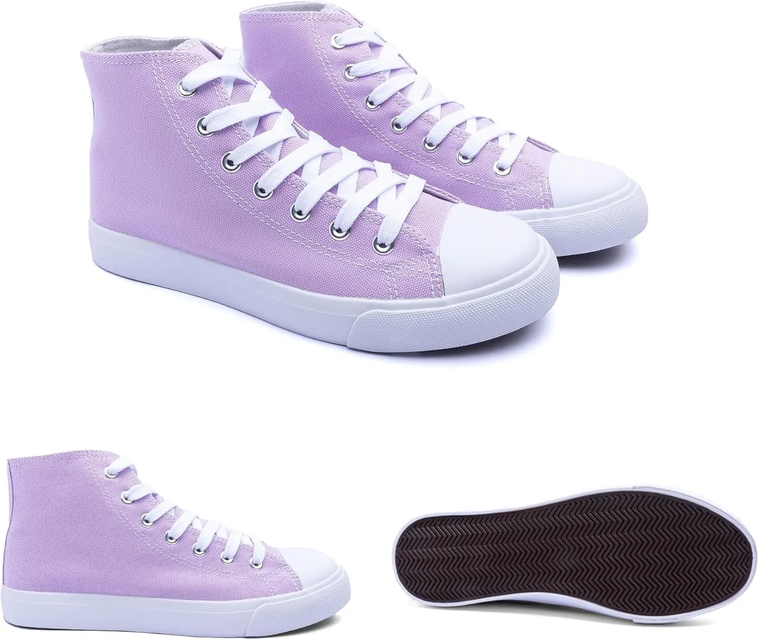 Women's High-Top Canvas Sneakers ?C Classic Lace-Up Casual Shoes with Extra Shoelaces ?C Comfortable, Stylish, and Durable