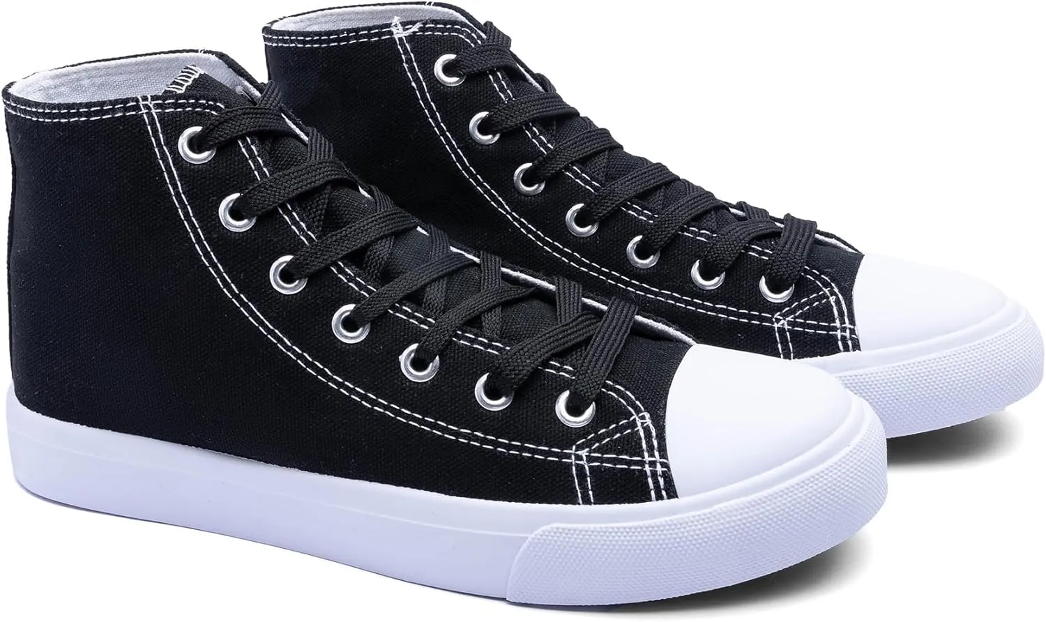 Women's High-Top Canvas Sneakers ?C Classic Lace-Up Casual Shoes with Extra Shoelaces ?C Comfortable, Stylish, and Durable